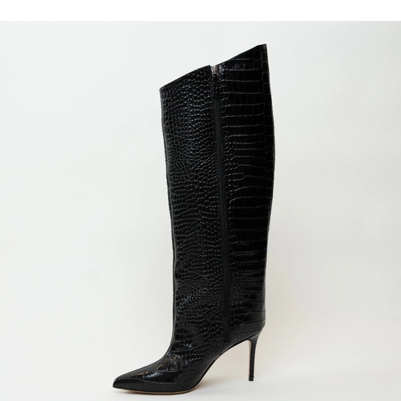 Alexander Vautier black croc embossed stilletto boot - Picture 8 of 11